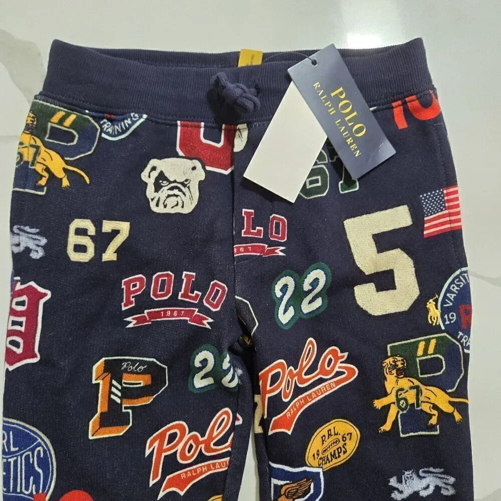 Ralph Lauren Polo Navy Logo Patchwork Joggers